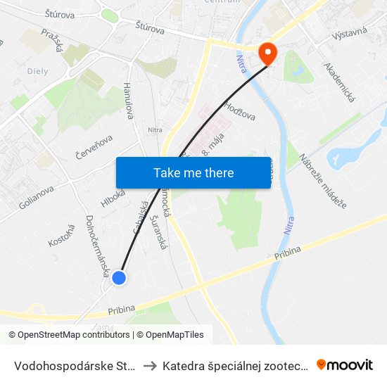 Vodohospodárske Stavby to Katedra špeciálnej zootechniky map