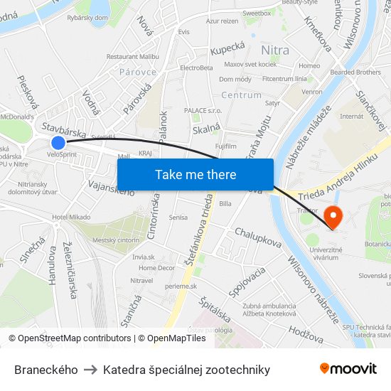 Braneckého to Katedra špeciálnej zootechniky map