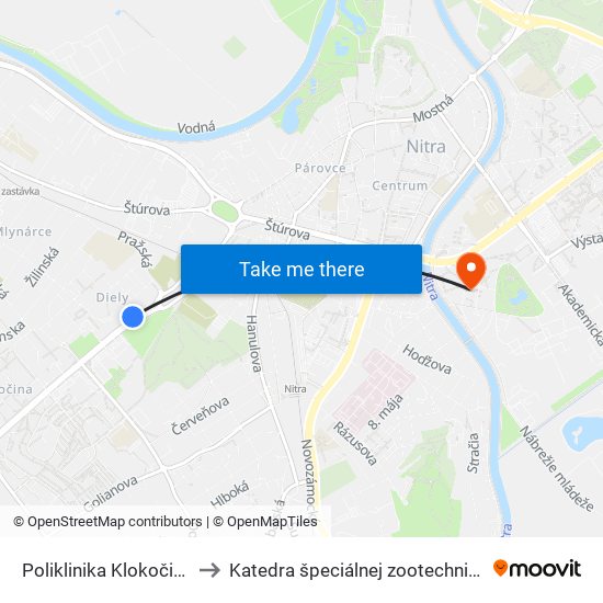 Poliklinika Klokočina to Katedra špeciálnej zootechniky map