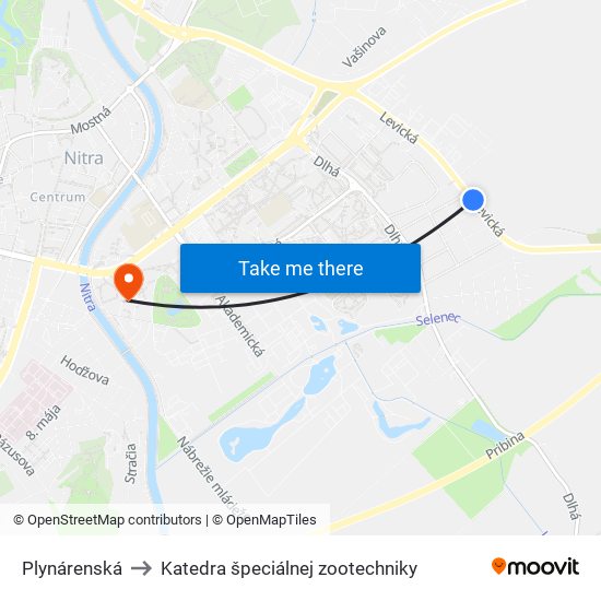 Plynárenská to Katedra špeciálnej zootechniky map