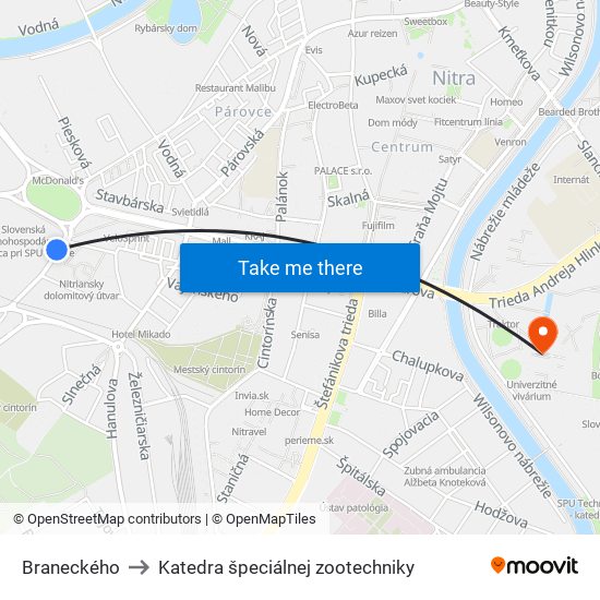 Braneckého to Katedra špeciálnej zootechniky map