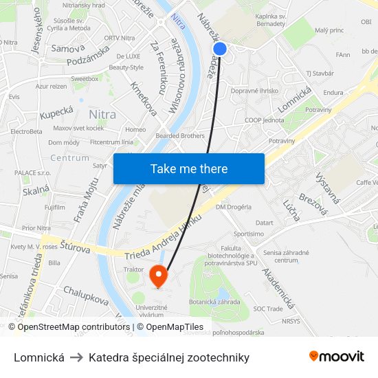 Lomnická to Katedra špeciálnej zootechniky map