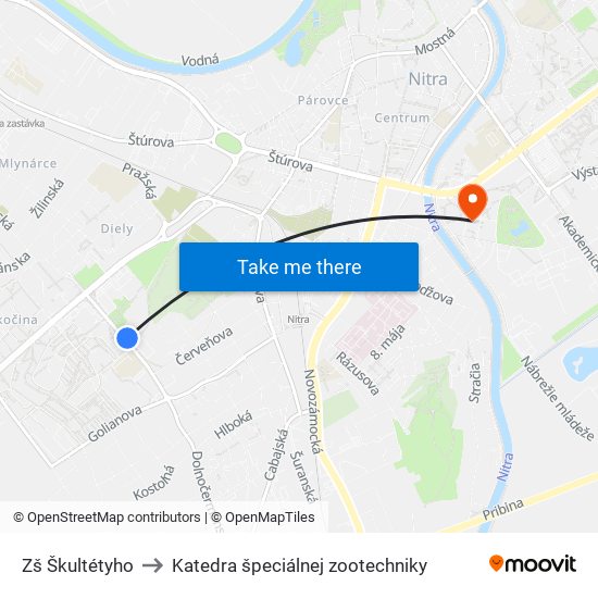 Zš Škultétyho to Katedra špeciálnej zootechniky map