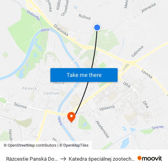 Rázcestie Panská Dolina to Katedra špeciálnej zootechniky map