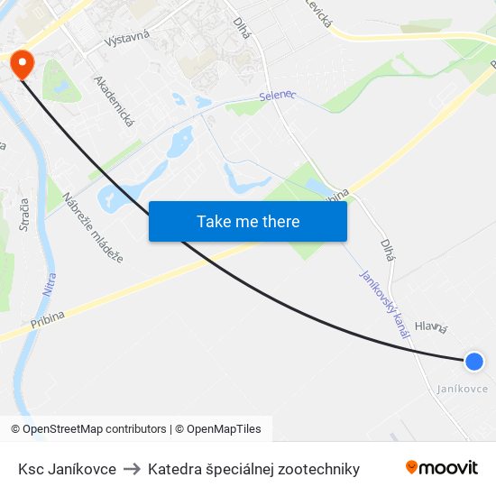 Ksc Janíkovce to Katedra špeciálnej zootechniky map