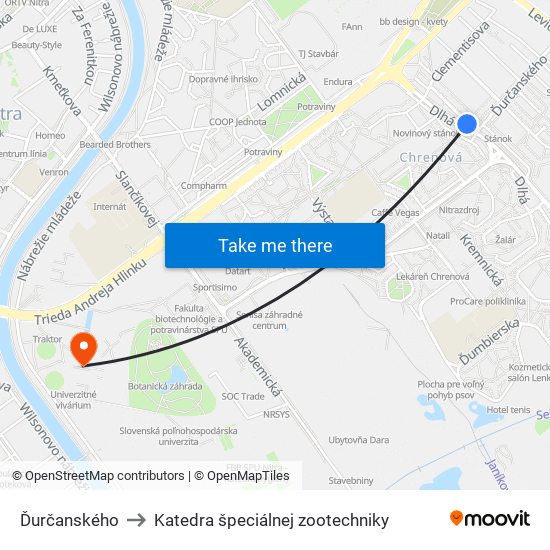 Ďurčanského to Katedra špeciálnej zootechniky map