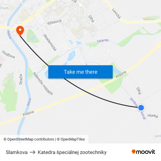 Slamkova to Katedra špeciálnej zootechniky map