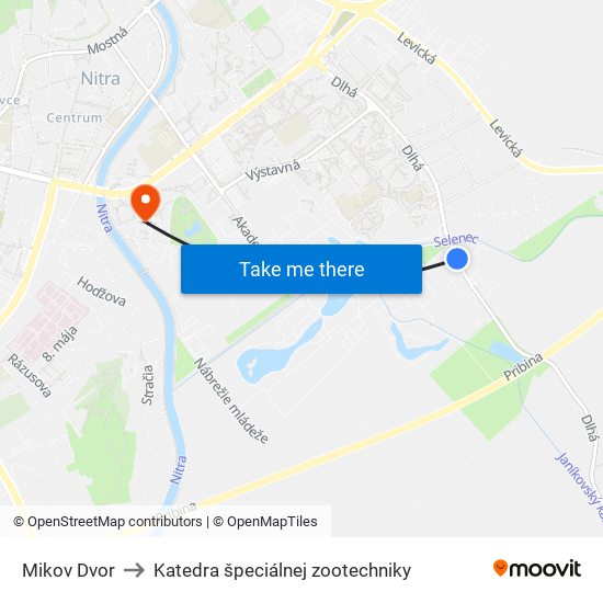 Mikov Dvor to Katedra špeciálnej zootechniky map