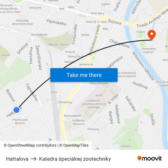 Hattalova to Katedra špeciálnej zootechniky map