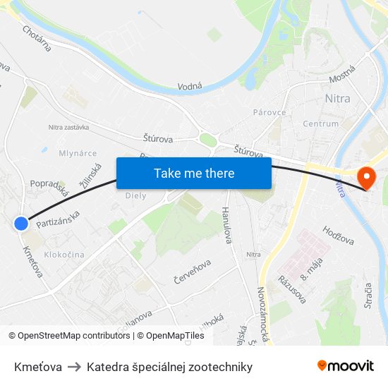 Kmeťova to Katedra špeciálnej zootechniky map