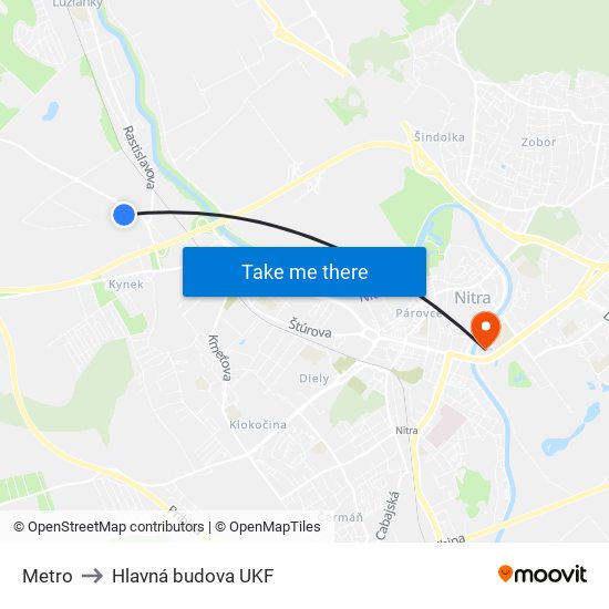 Metro to Hlavná budova UKF map