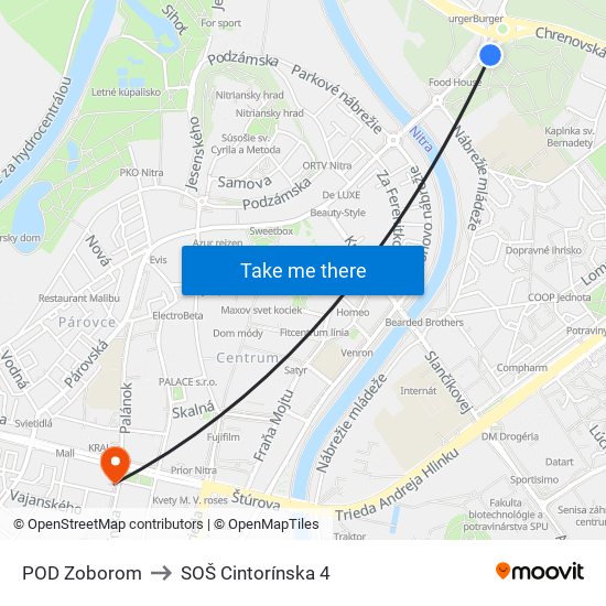 POD Zoborom to SOŠ Cintorínska 4 map