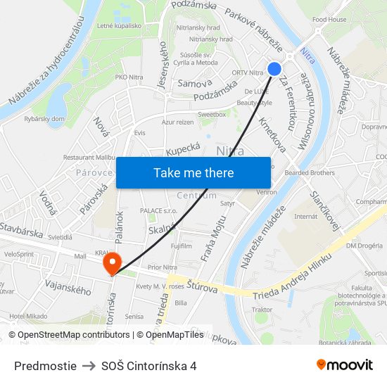 Predmostie to SOŠ Cintorínska 4 map