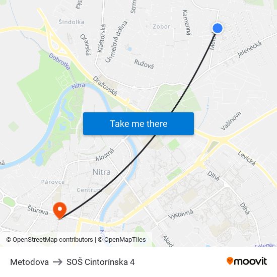 Metodova to SOŠ Cintorínska 4 map