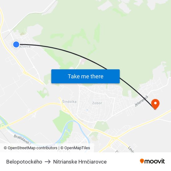 Belopotockého to Nitrianske Hrnčiarovce map