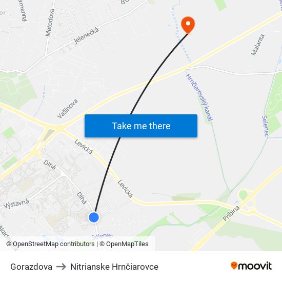 Gorazdova to Nitrianske Hrnčiarovce map