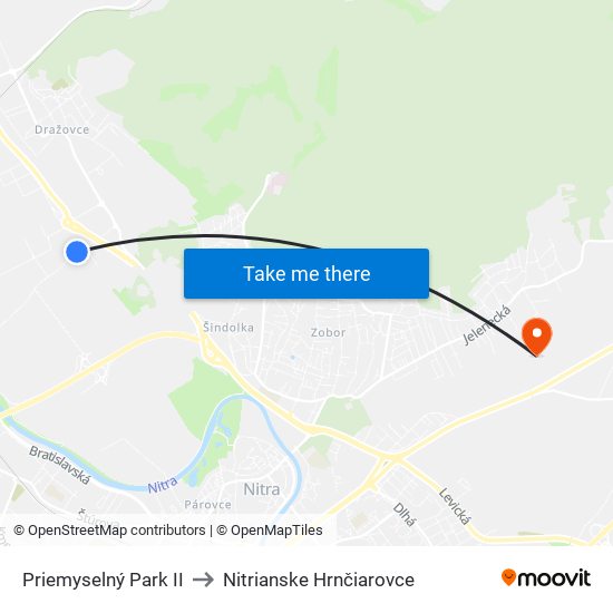 Priemyselný Park II to Nitrianske Hrnčiarovce map