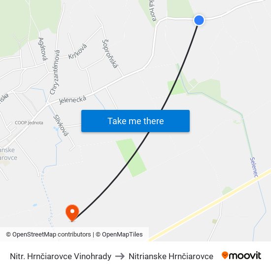 Nitr. Hrnčiarovce Vinohrady to Nitrianske Hrnčiarovce map