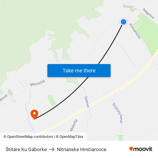 Štitáre Ku Gáborke to Nitrianske Hrnčiarovce map
