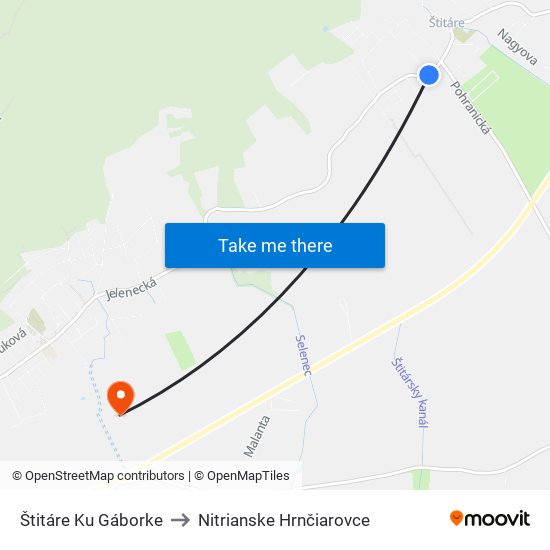 Štitáre Ku Gáborke to Nitrianske Hrnčiarovce map