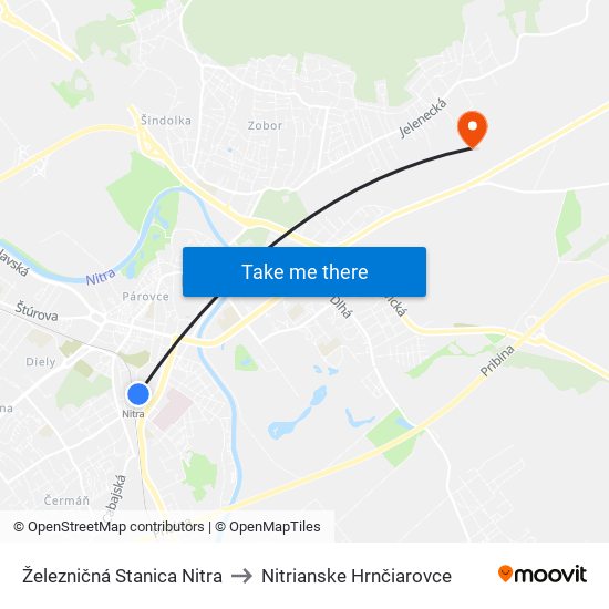 Železničná Stanica Nitra to Nitrianske Hrnčiarovce map