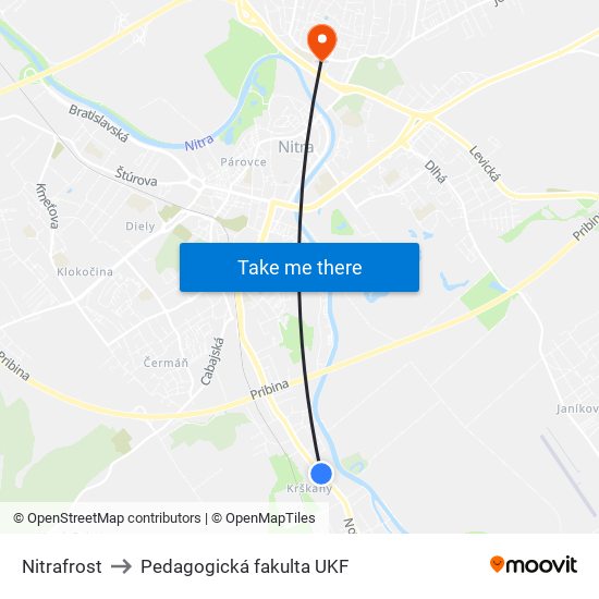 Nitrafrost to Pedagogická fakulta UKF map
