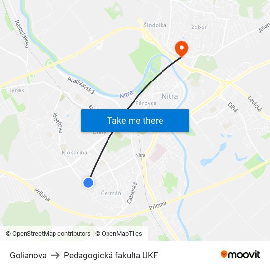 Golianova to Pedagogická fakulta UKF map