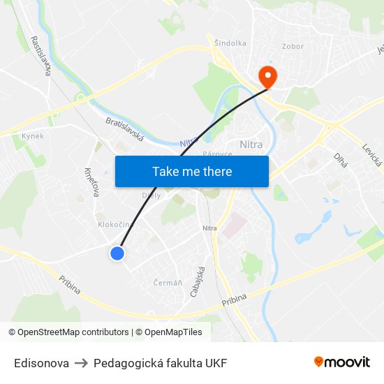 Edisonova to Pedagogická fakulta UKF map