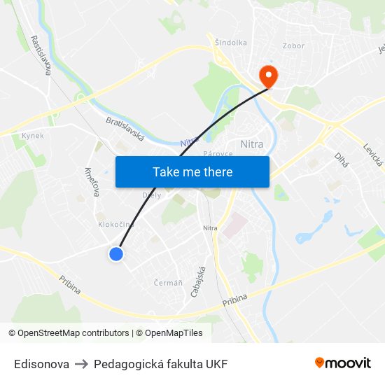 Edisonova to Pedagogická fakulta UKF map