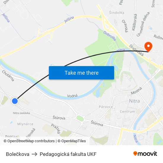 Bolečkova to Pedagogická fakulta UKF map