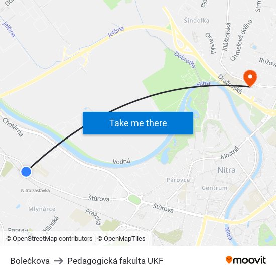 Bolečkova to Pedagogická fakulta UKF map