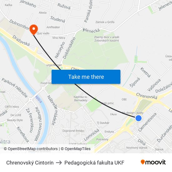 Chrenovský Cintorín to Pedagogická fakulta UKF map