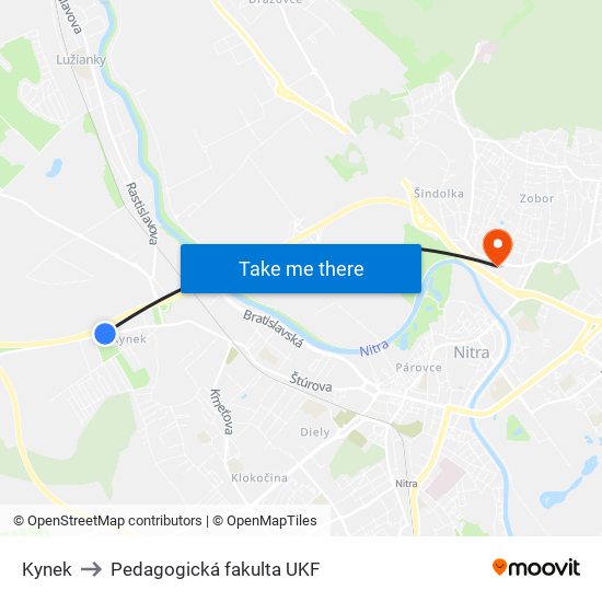 Kynek to Pedagogická fakulta UKF map