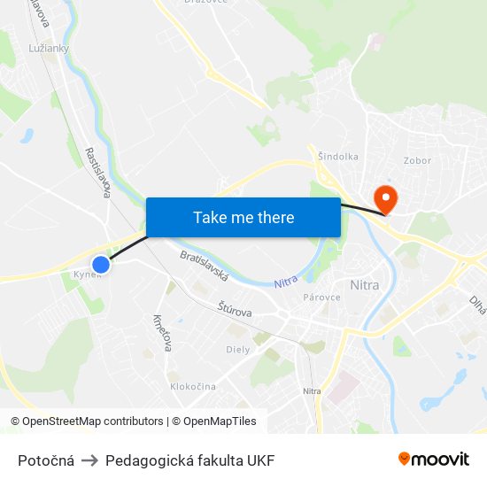 Potočná to Pedagogická fakulta UKF map