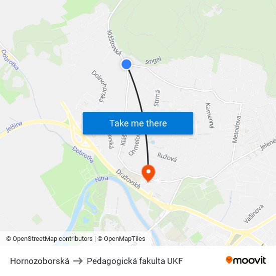 Hornozoborská to Pedagogická fakulta UKF map