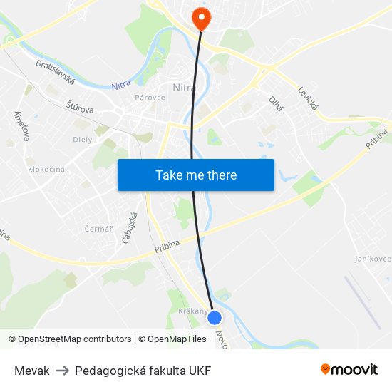 Mevak to Pedagogická fakulta UKF map