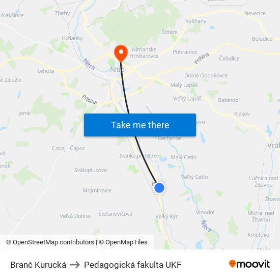 Branč Kurucká to Pedagogická fakulta UKF map