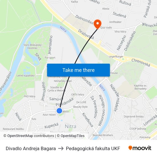 Divadlo Andreja Bagara to Pedagogická fakulta UKF map