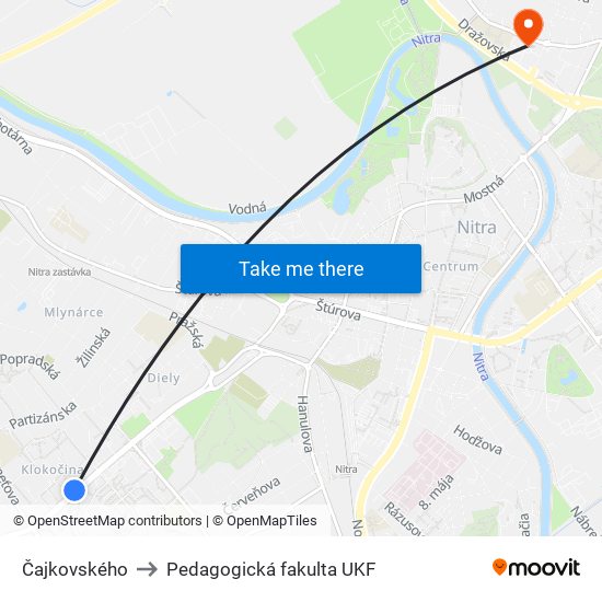 Čajkovského to Pedagogická fakulta UKF map