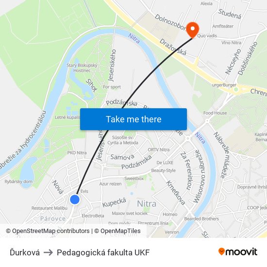 Ďurková to Pedagogická fakulta UKF map