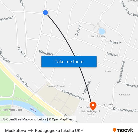 Muškátová to Pedagogická fakulta UKF map