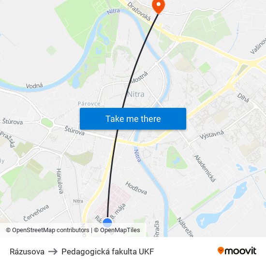 Rázusova to Pedagogická fakulta UKF map