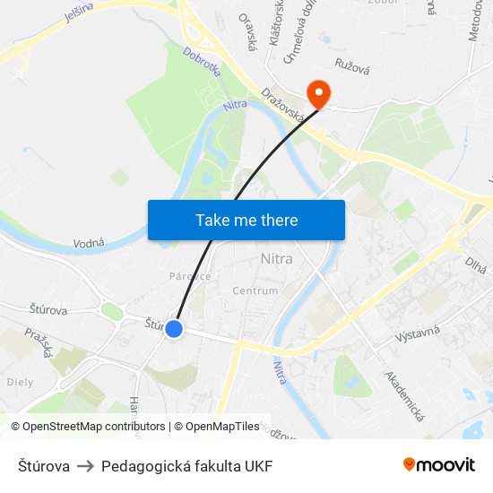 Štúrova to Pedagogická fakulta UKF map