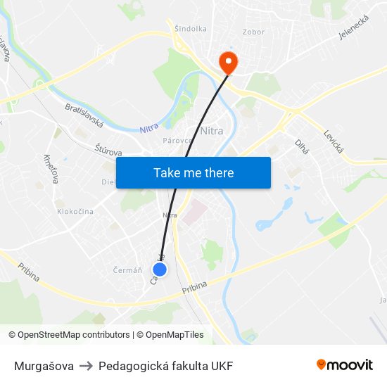 Murgašova to Pedagogická fakulta UKF map