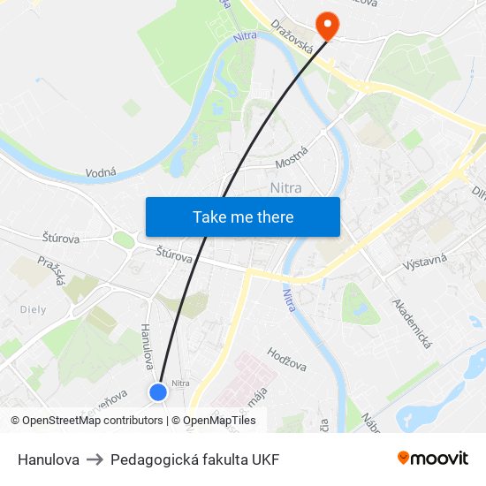 Hanulova to Pedagogická fakulta UKF map