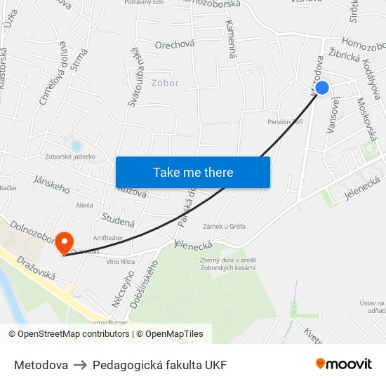 Metodova to Pedagogická fakulta UKF map