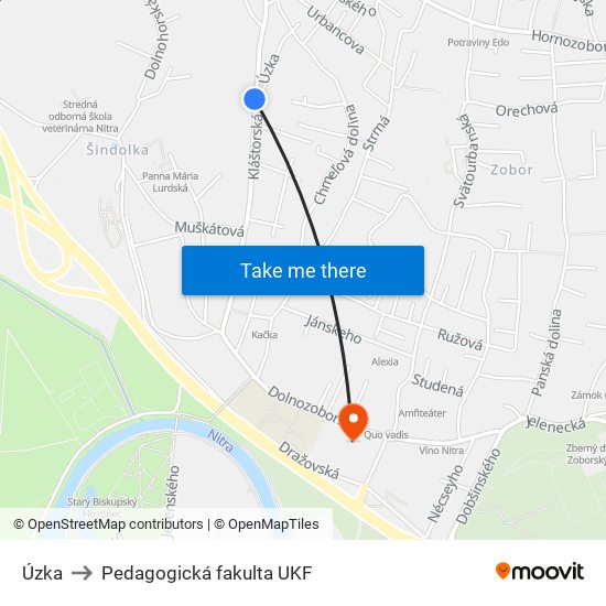 Úzka to Pedagogická fakulta UKF map