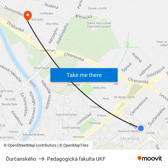 Ďurčanského to Pedagogická fakulta UKF map