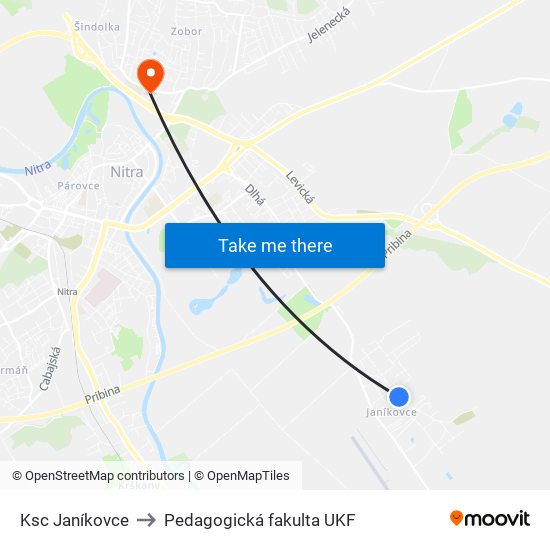 Ksc Janíkovce to Pedagogická fakulta UKF map