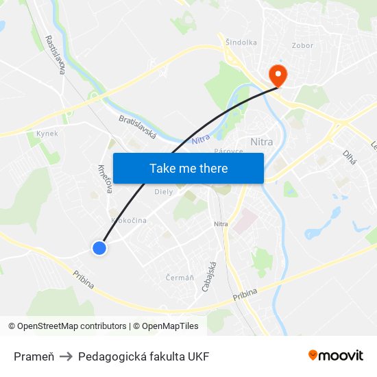 Prameň to Pedagogická fakulta UKF map